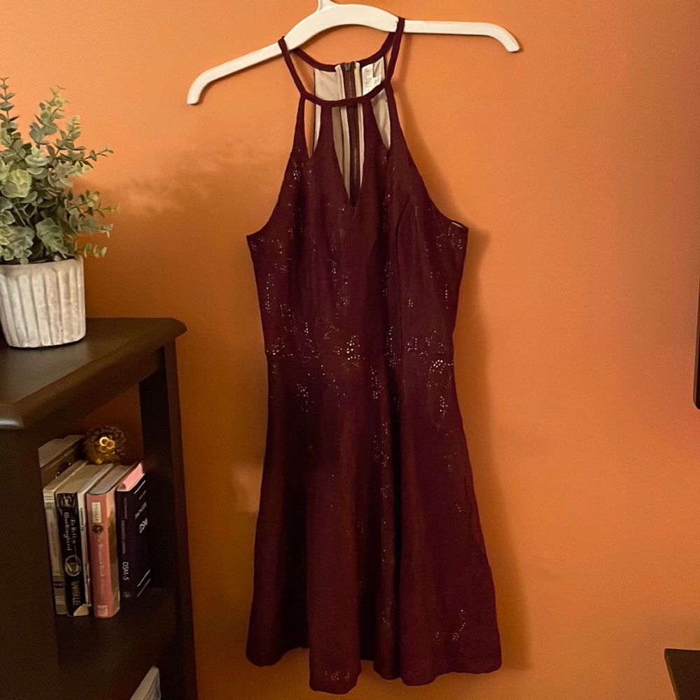 Lace top burgundy youth dress